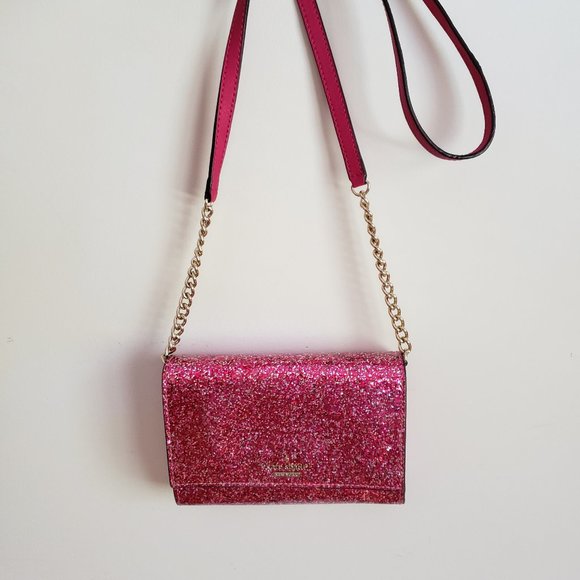 kate spade Bags Nwot Kate Spade Dark Pink Glitter Crossbody Purse